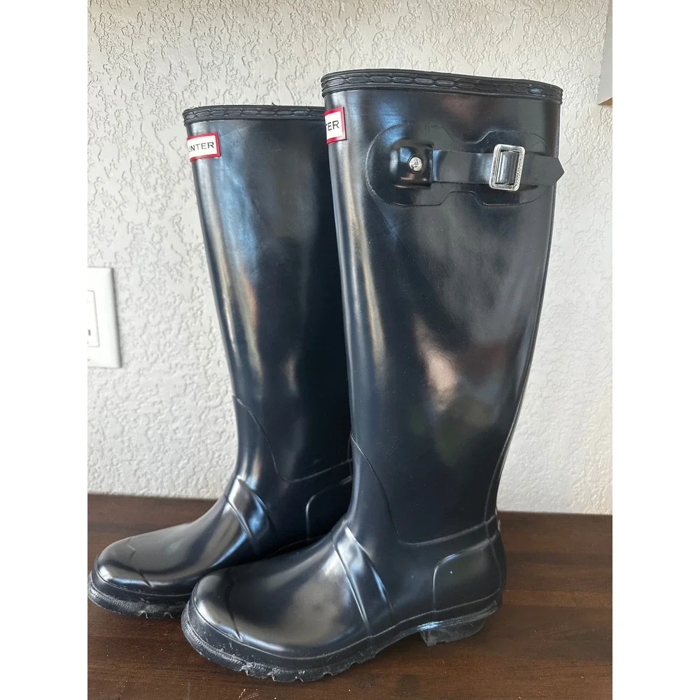 Hunter Women Tall Waterproof Rain Boots Navy Blue Size US 9‎ UK 7